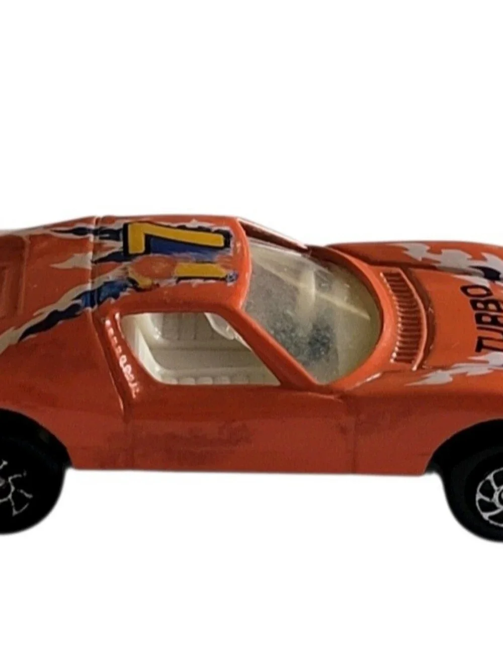 Yatming #17 Turbo Orange Lamborghini Miura Decal Tomica-sized Die-Cast 1:64 Toy.